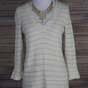CALVIN KLEIN JEANS Ivory & Gold Metallic Sweater